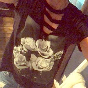 Black cut up t shirt